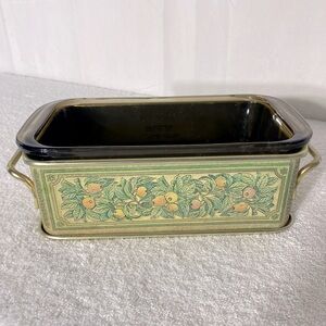 Vintage Pyrex Loaf Pan With Decorative Metal Carrier